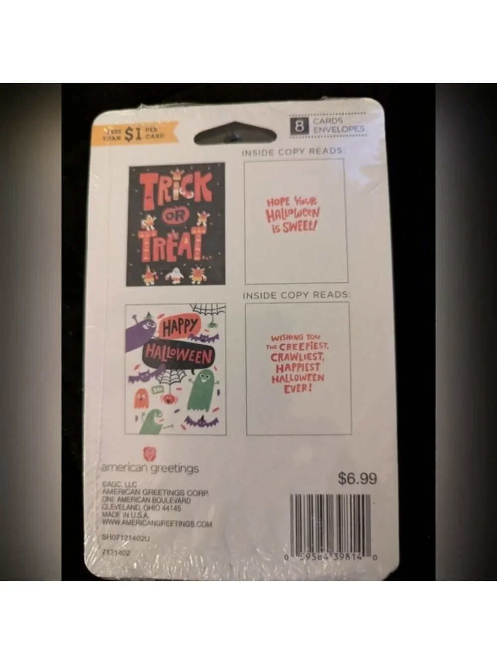 Halloween American Greetings Cards includes 7 packs of 8 cards each